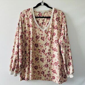 C&C California Womens Ivory Super Soft Knit Floral Pullover Sweater Size 2X
